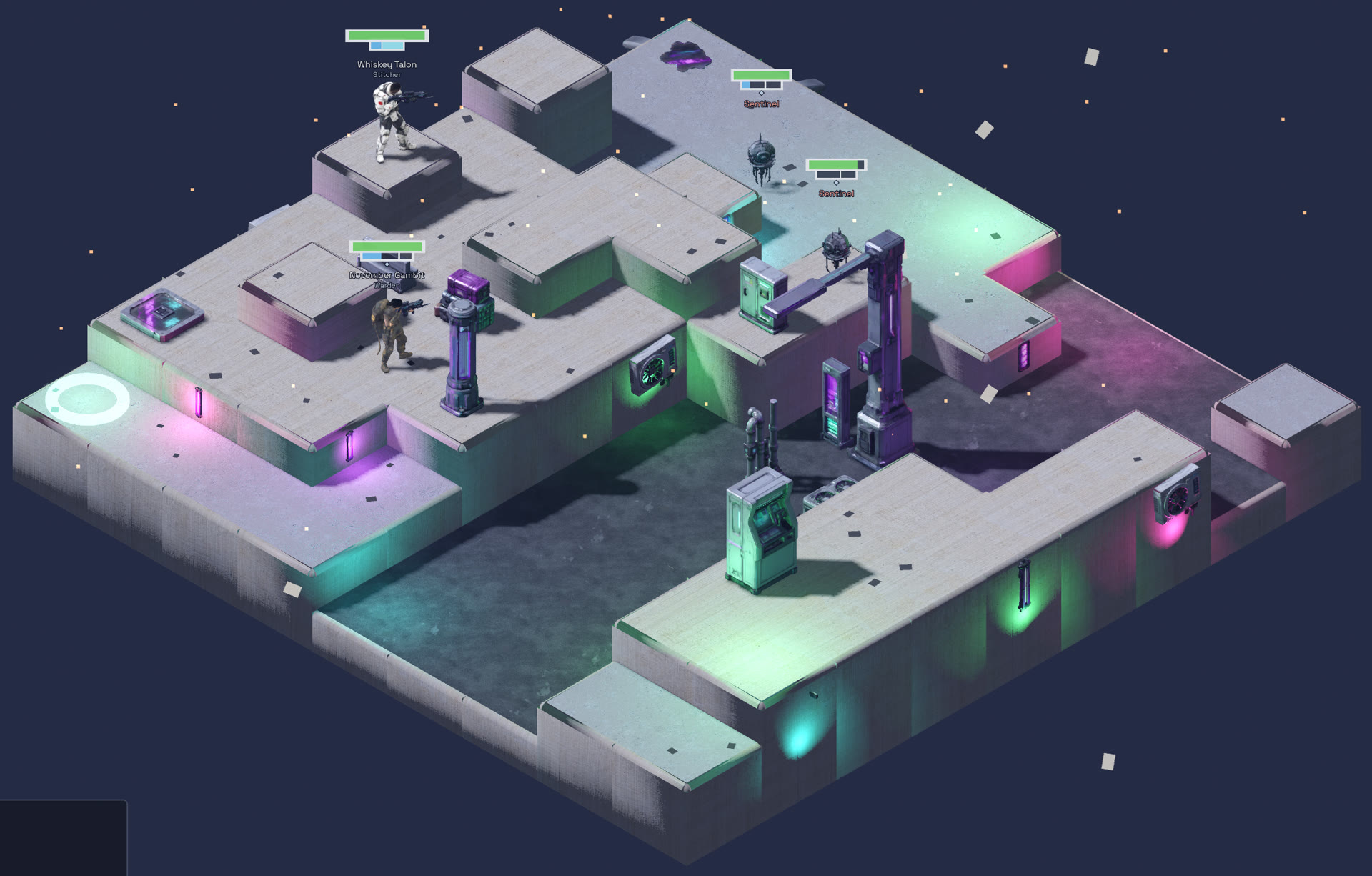 Isometric map with units positioned across multiple elevations